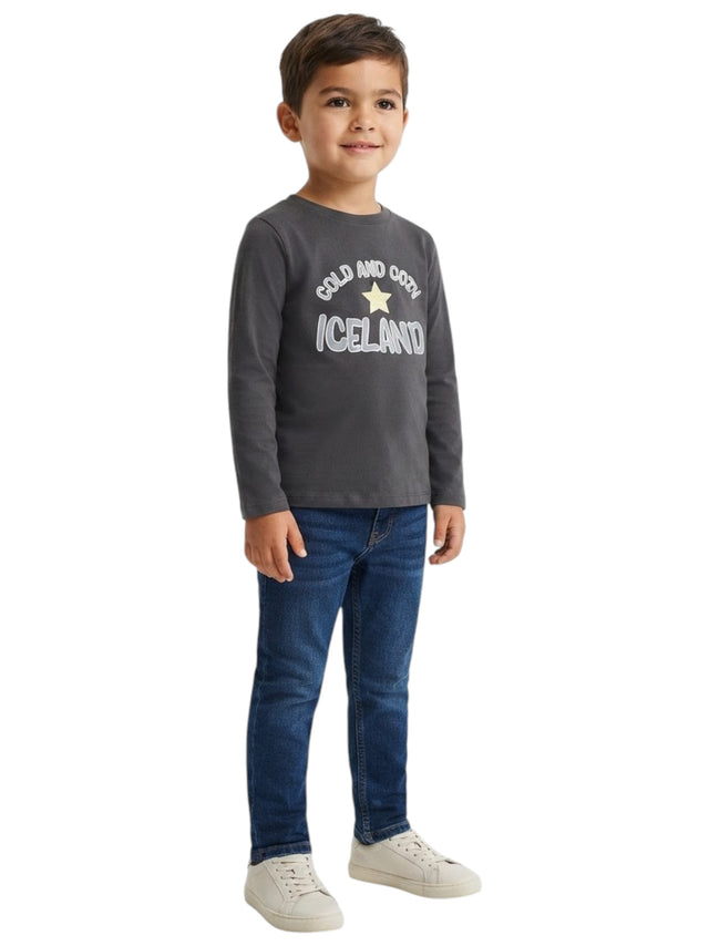 Image for Kids Boy's Printed Top,Dark Grey