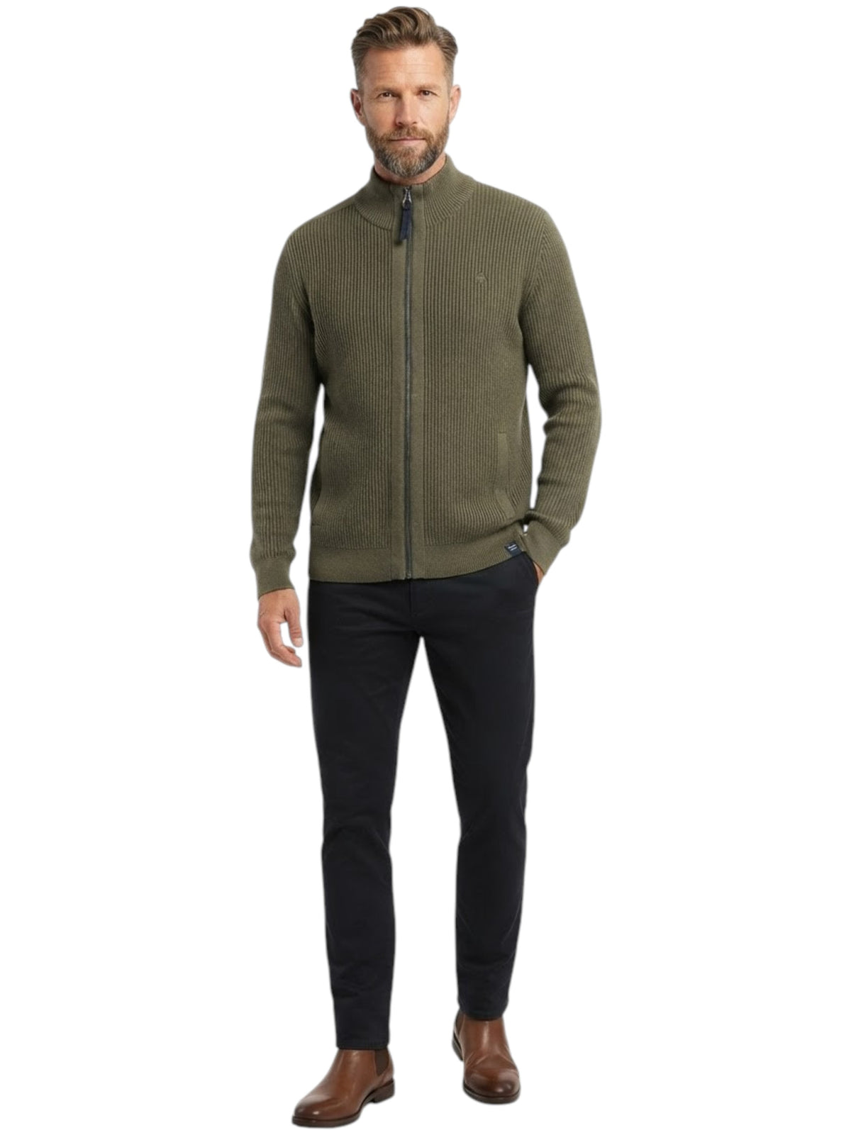 Image for Men's Ribbed Jacket,Olive Green