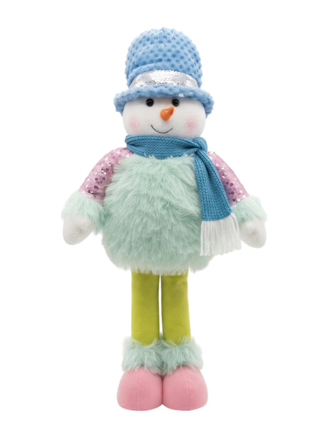 Image for Whimsical Pastel Snowman Figurine