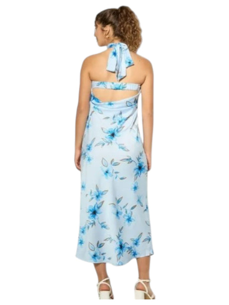 Women's Printed Off Shoulders Dress,Light Blue