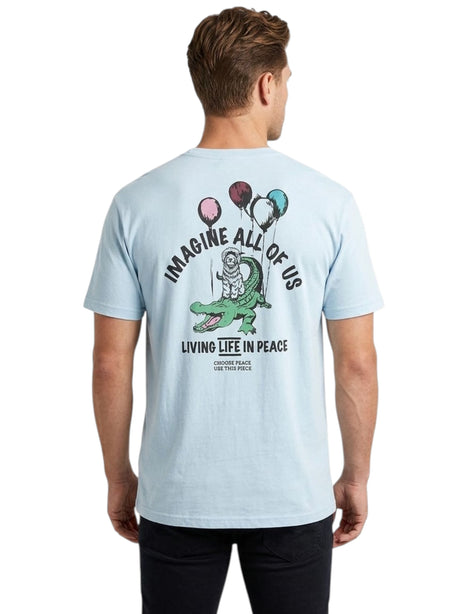 Men's Printed Back Top,Light Blue