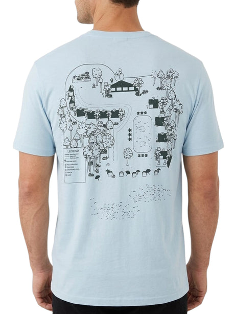 Men's Back Printed Top,Light Blue