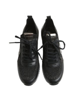 Women's Shiny Kitted Logo Designed Shoes,Black