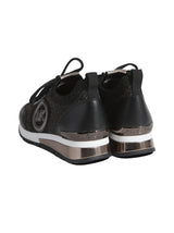 Women's Shiny Kitted Logo Designed Shoes,Black