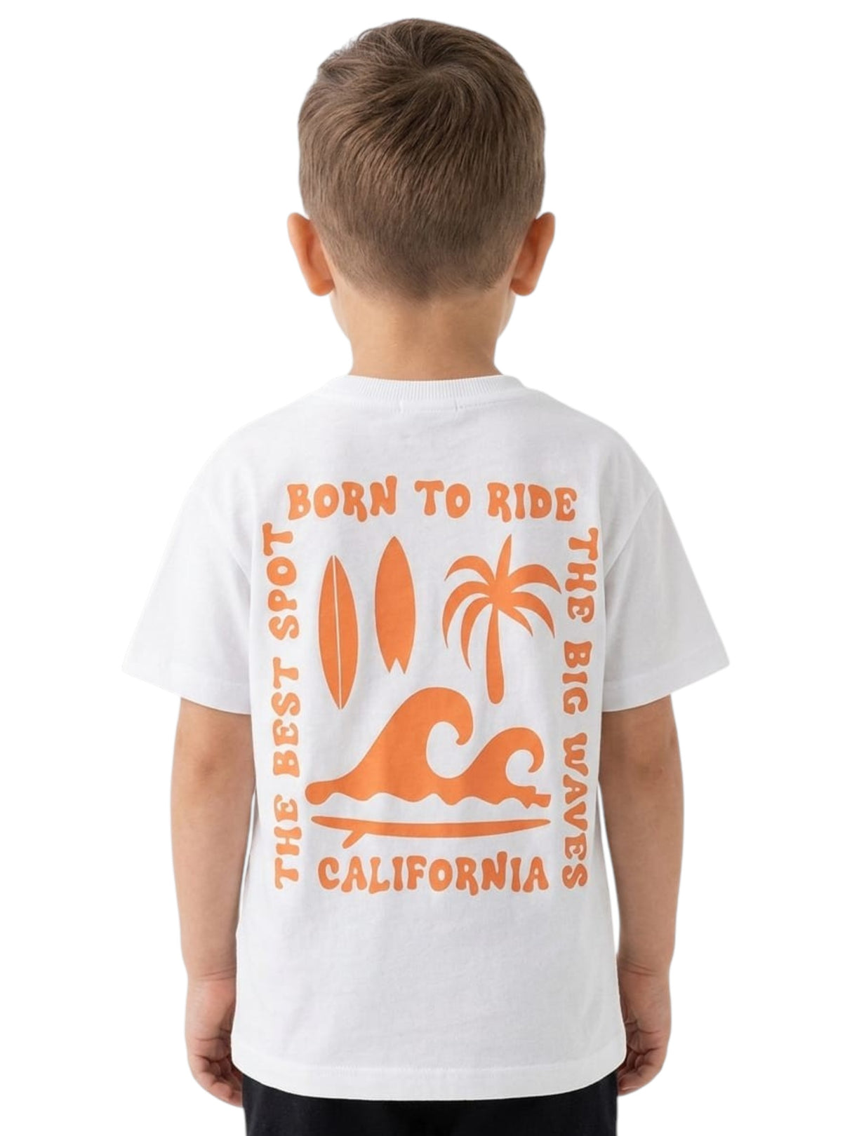Kids Boy's Printed Back Top,White
