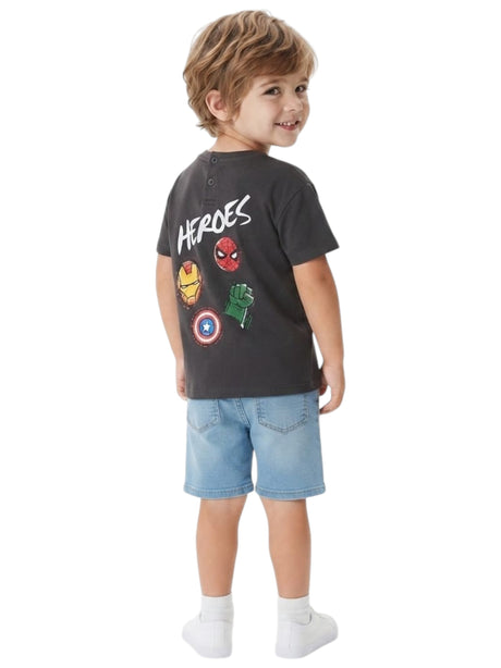 Kids Boy's Printed Top ,Dark Grey