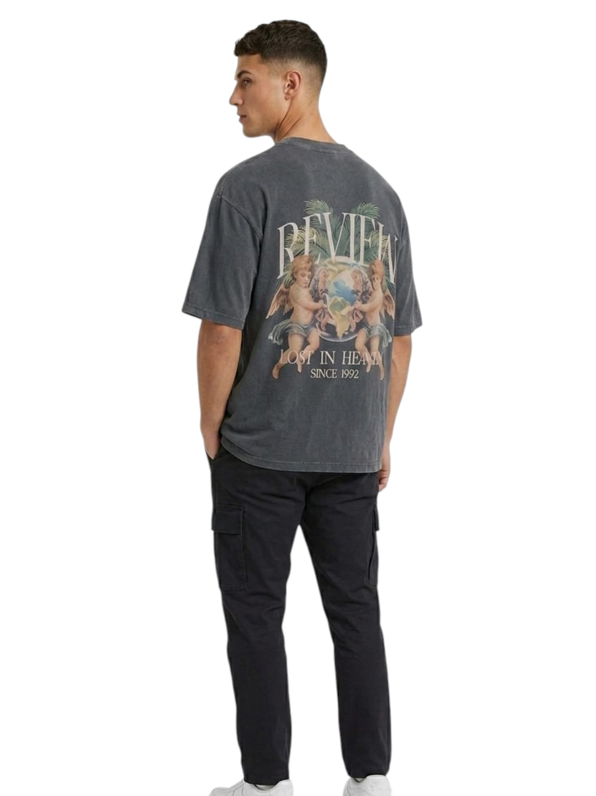 Men's Brand Logo Printed Top,Dark Grey