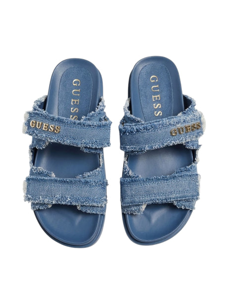 Women's Textured Denim Slippers,Dusty Blue