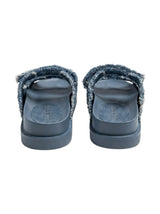Women's Textured Denim Slippers,Dusty Blue
