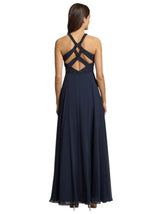 Women's Embellished Dress Open Back,Navy