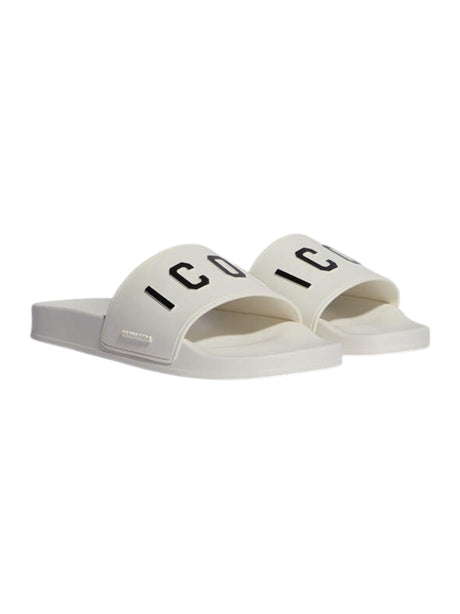 Men's Logo Patched Slippers,Off White