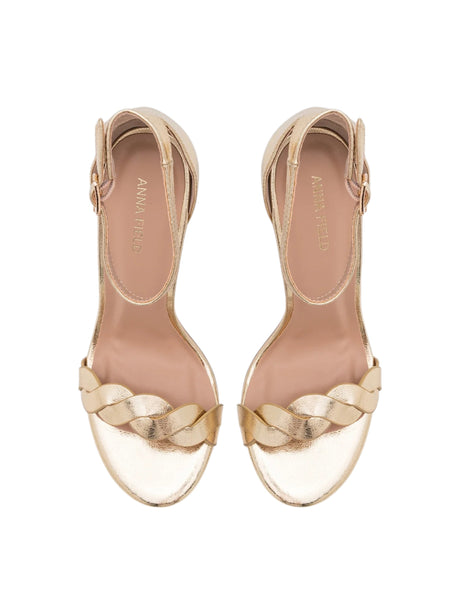 Women's Plain Heeled Shoes,Gold