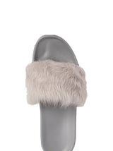 Women's Plain Faux Fur Slippers,Grey