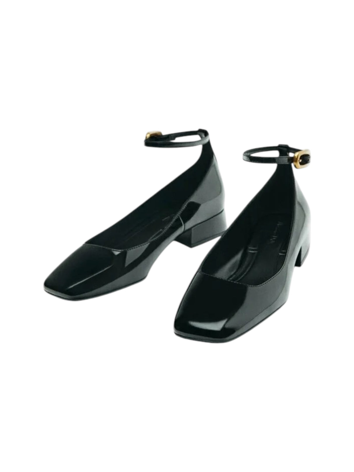 Women's Plain Bellorinas With Buckled Strap,Black