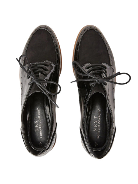 Women's Plain Brogue Shoes,Black