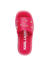 Women's Plain Opal Studded Slippers,Hot Pink