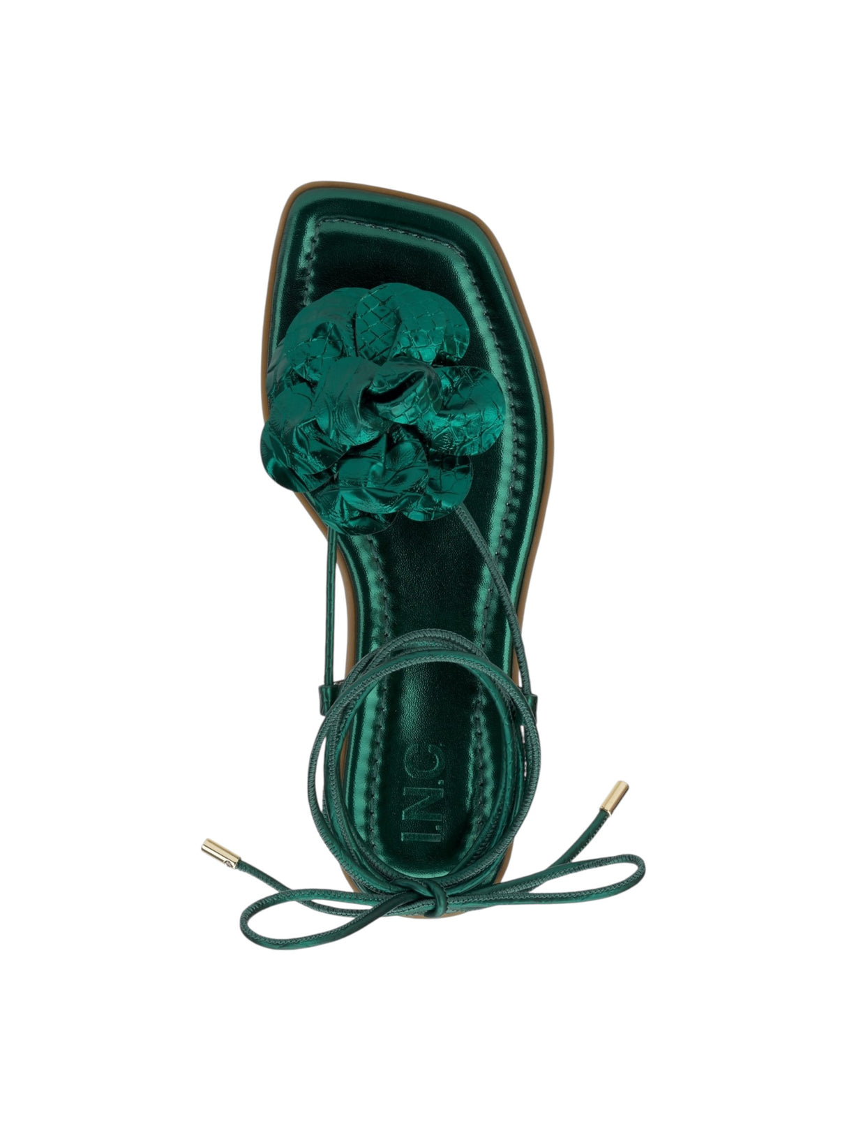Women's Plain Bright Floral Lace-up Sandals,Green