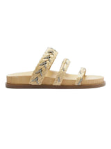 Women's Textured Slippers With Silver Detailing,Beige