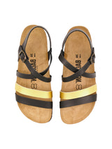 Women's Colorblocked Sandals,Black/Gold