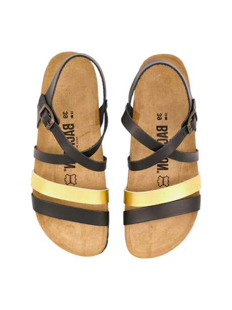 Women's Colorblocked Sandals,Black/Gold