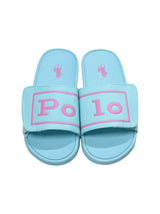 Kids Girl's Logo Patched Slippers,Turquoise