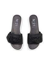 Kids Girl's Logo Patched Slippers,Black