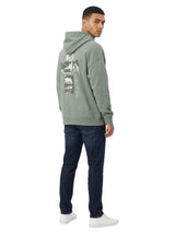 Men's Printed Back Hoodies,Olive