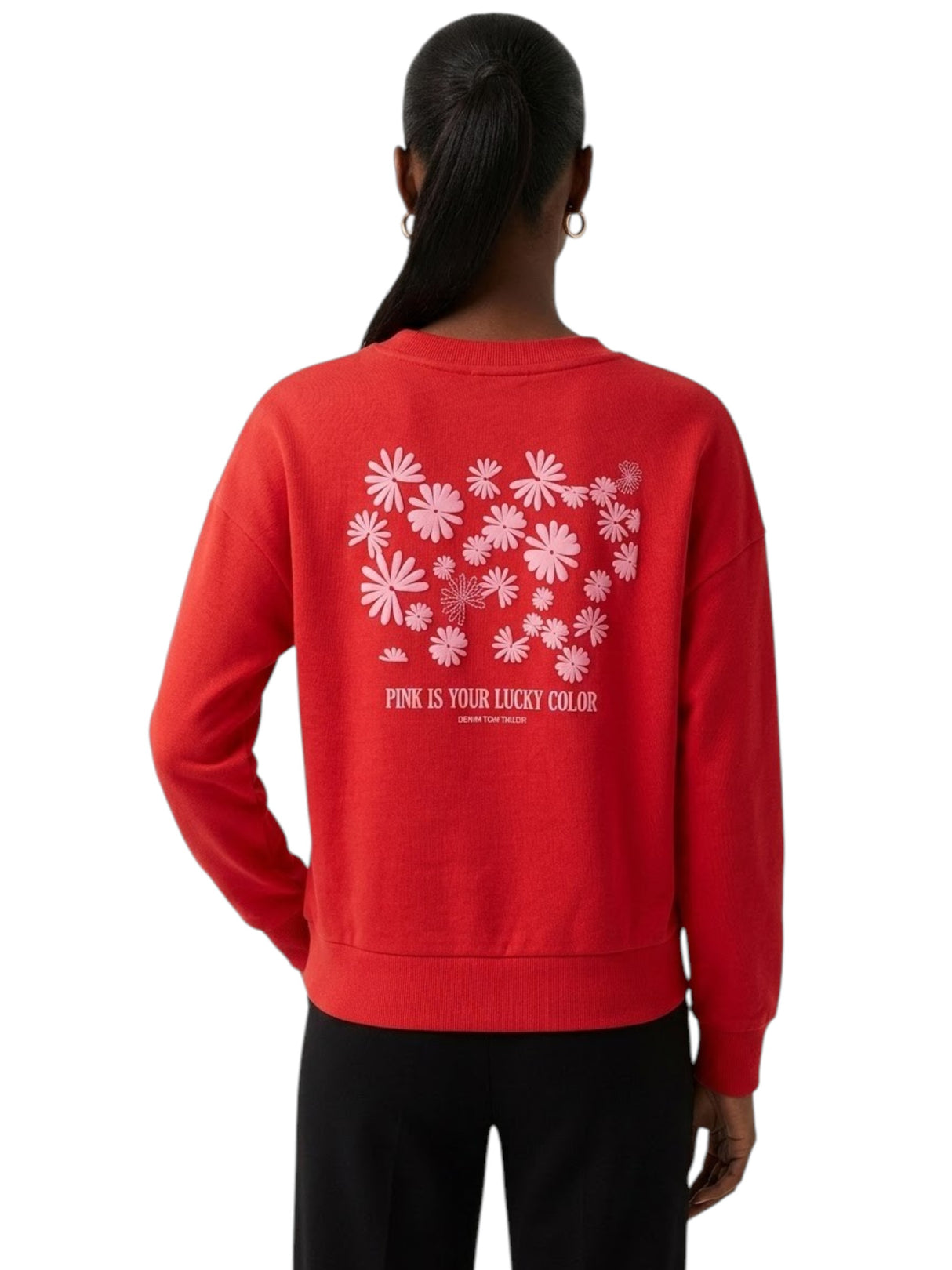 Women's Floral Printed Back Sweaters,Red