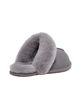 Women's Plain Slippers With Faux Fur,Grey