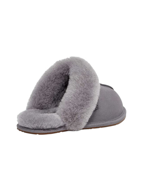 Women's Plain Slippers With Faux Fur,Grey