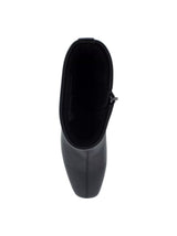 Women's Plain Leather Ankle Boots,Black