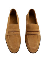 Women's Textured Penny Loafers Shoes,Light Brown