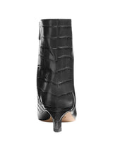 Women's Textured Leather Ankle Boots,Black