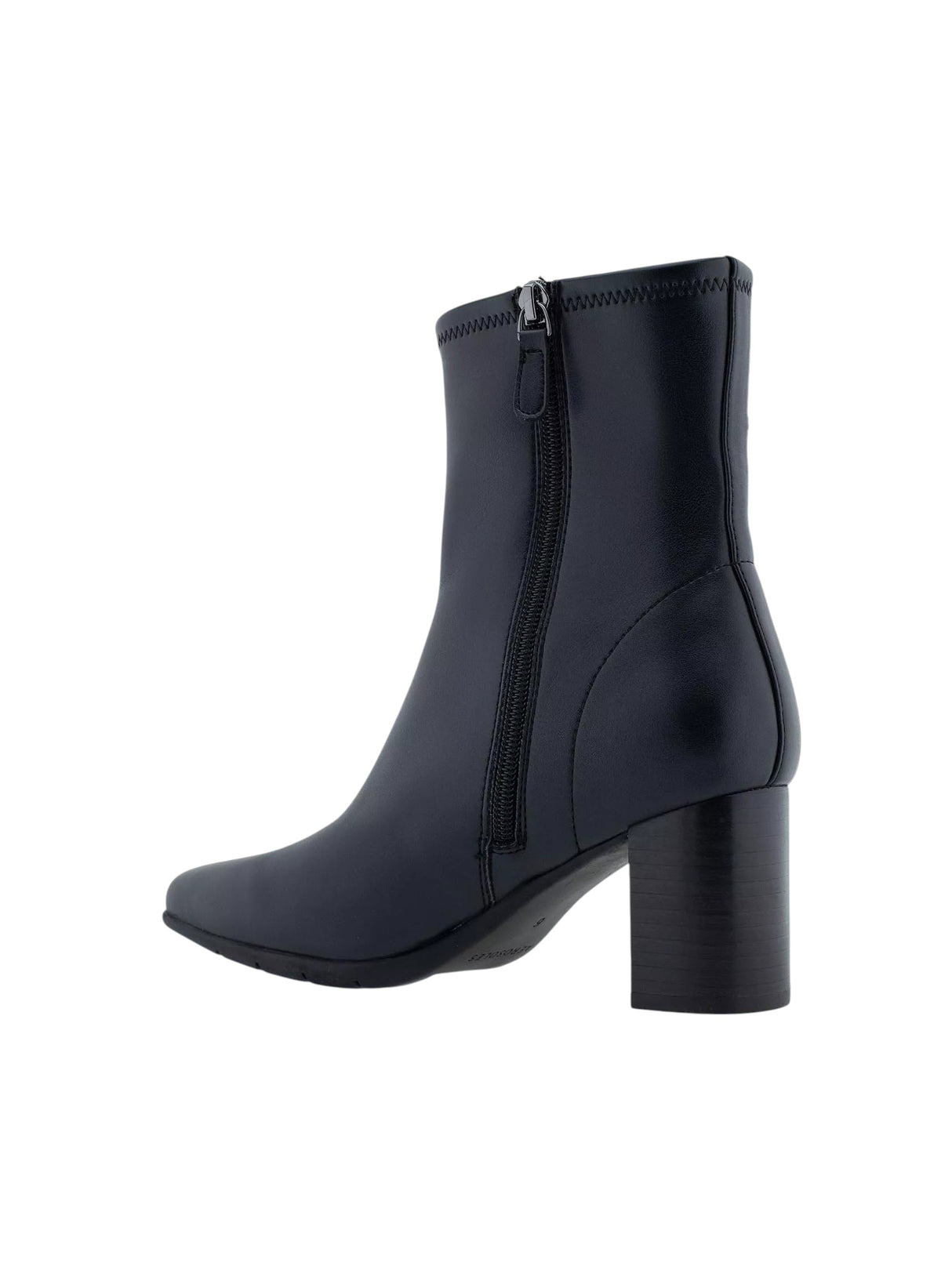 Women's Plain Leather Ankle Boots,Black