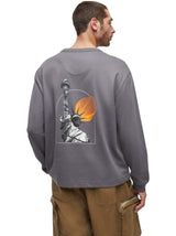Men's Printed Back Swearters,Dark Grey