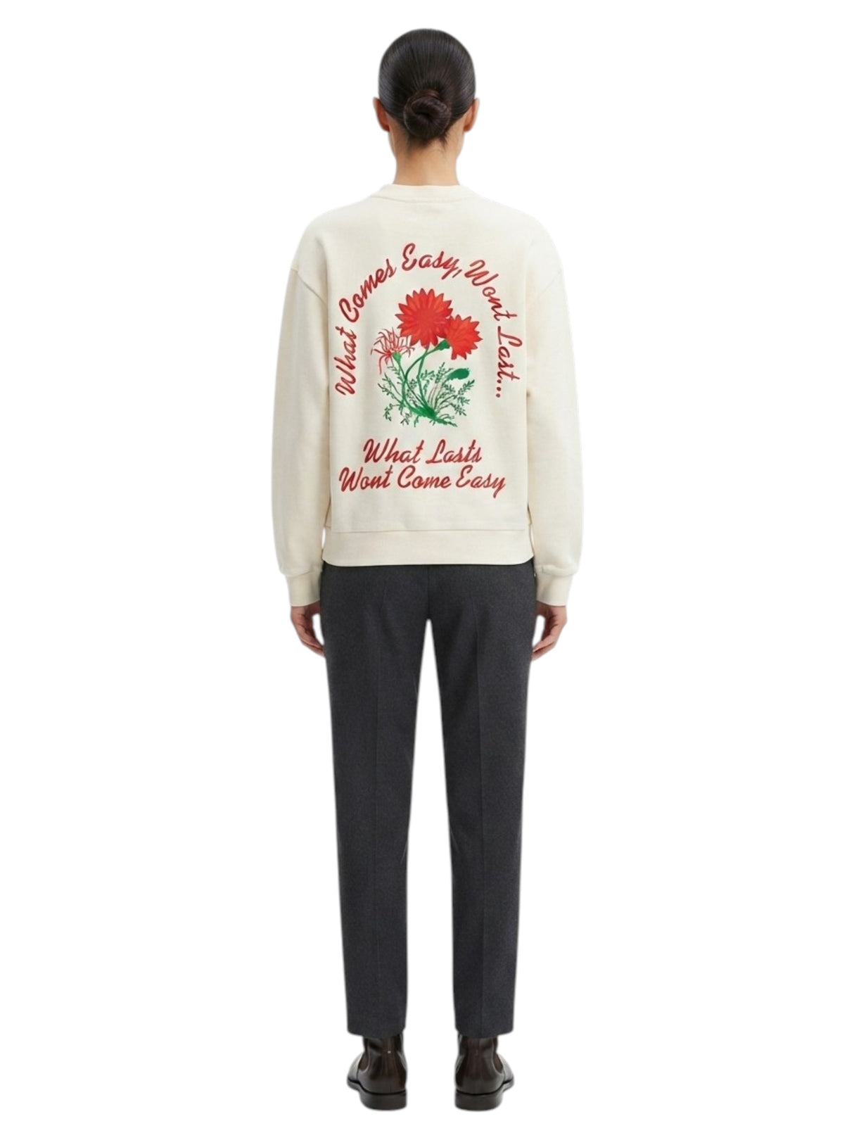 Women's Printed Back Sweaters,Light Beige