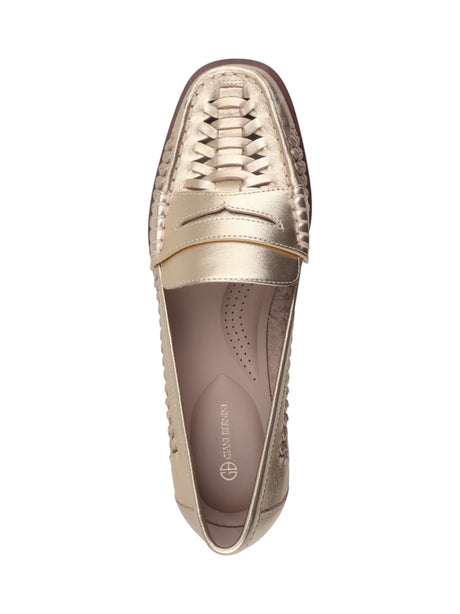 Women's Plain  Brynnlee Woven Loafers Shoes,Gold