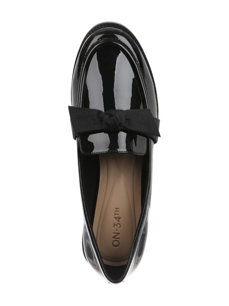 Women's Plain Bow Loafers,Black