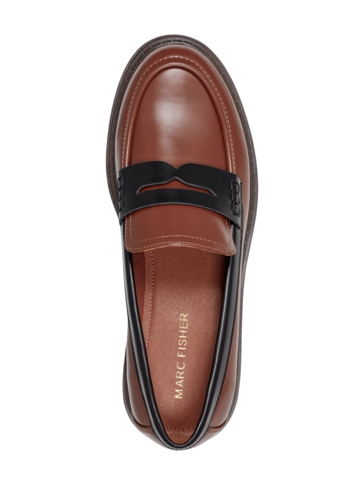 Women's Plain Cube Lug Sole Penny Loafers Shoes,Brown