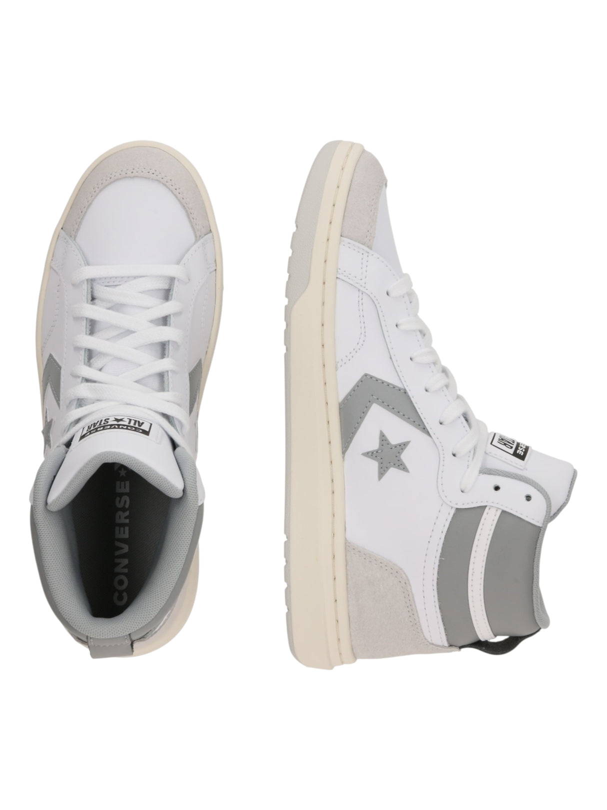 Men's Logo Patched High Top Shoes,White/Grey
