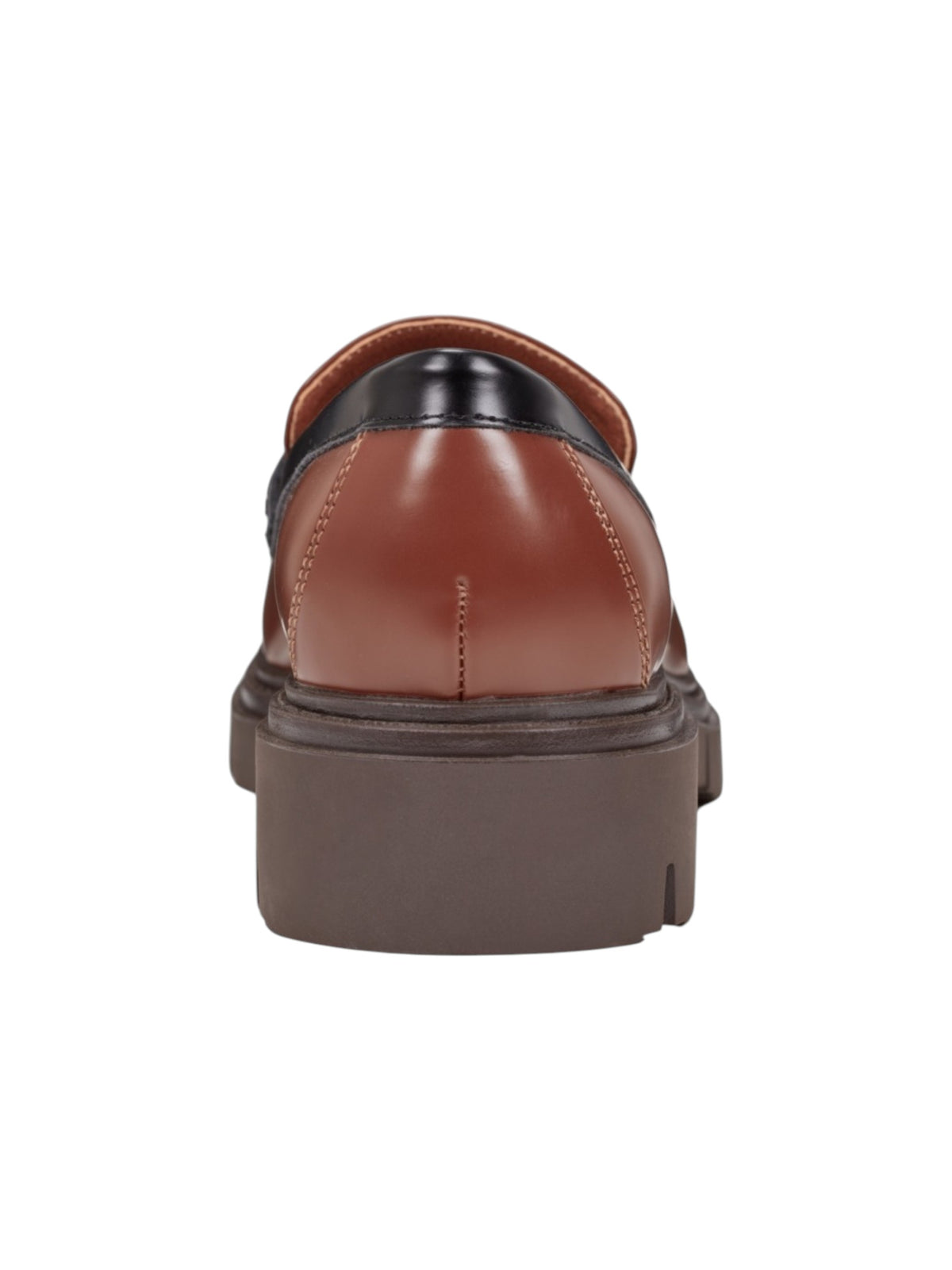 Women's Plain Cube Lug Sole Penny Loafers Shoes,Brown