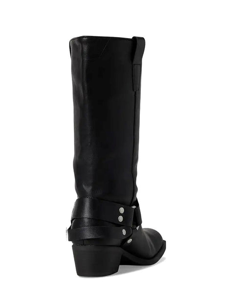 Women's Plain Belt High Boots,Black