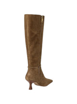Women's Plain Raquel Suede High Boots,Olive Brown