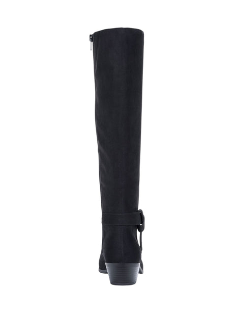 Women's Plain Belt High Boots,Black