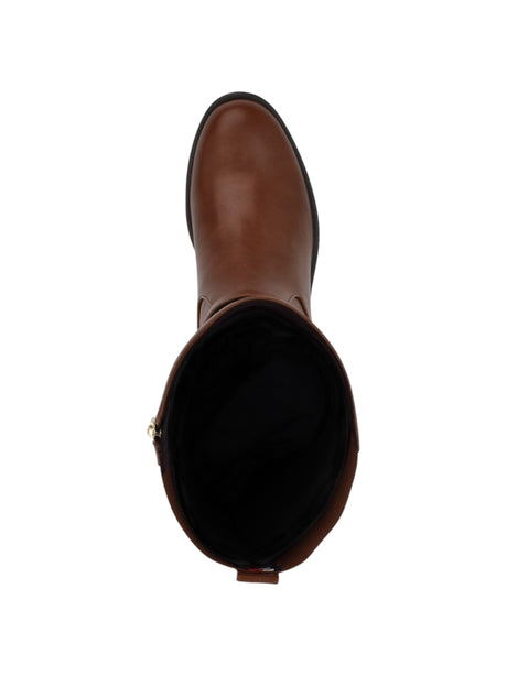 Women's Logo Patched High Boots,Brown