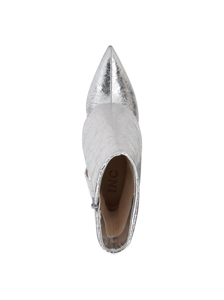 Women's Striking Silver Crinkle Metallic Finish Ankle Boots,Silver