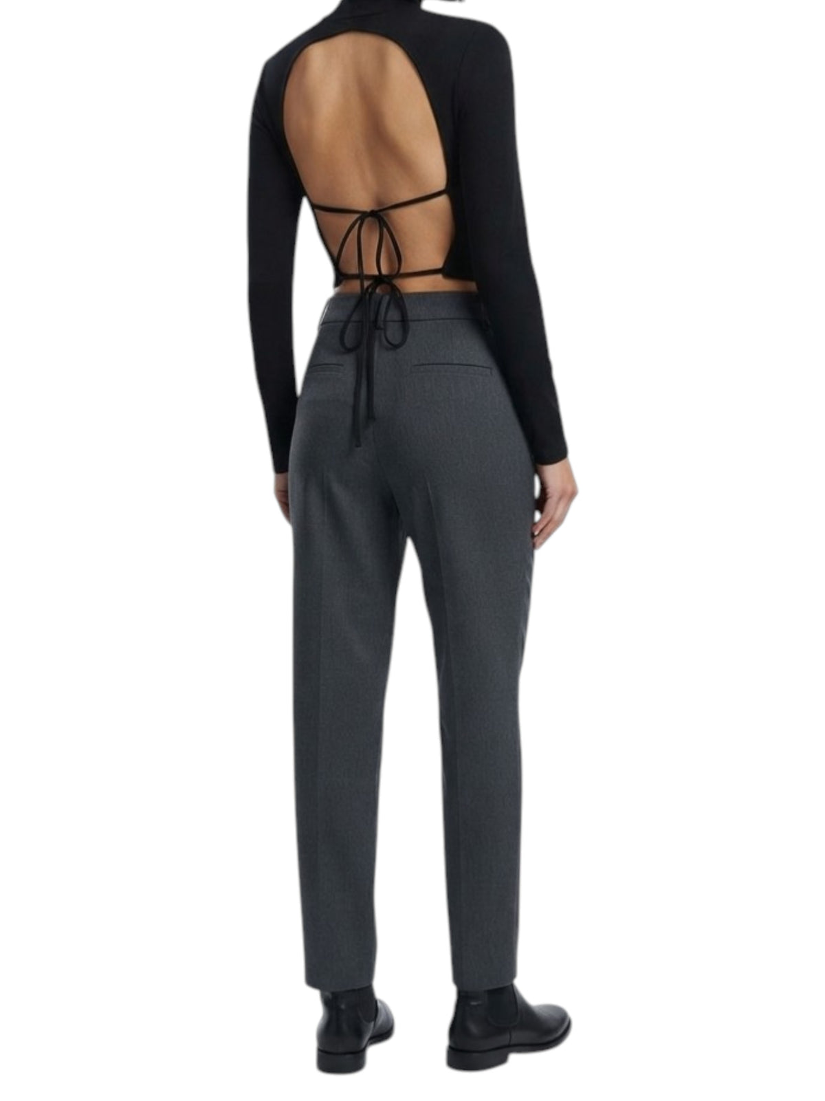 Women's Ribbed Top Open Back,Black