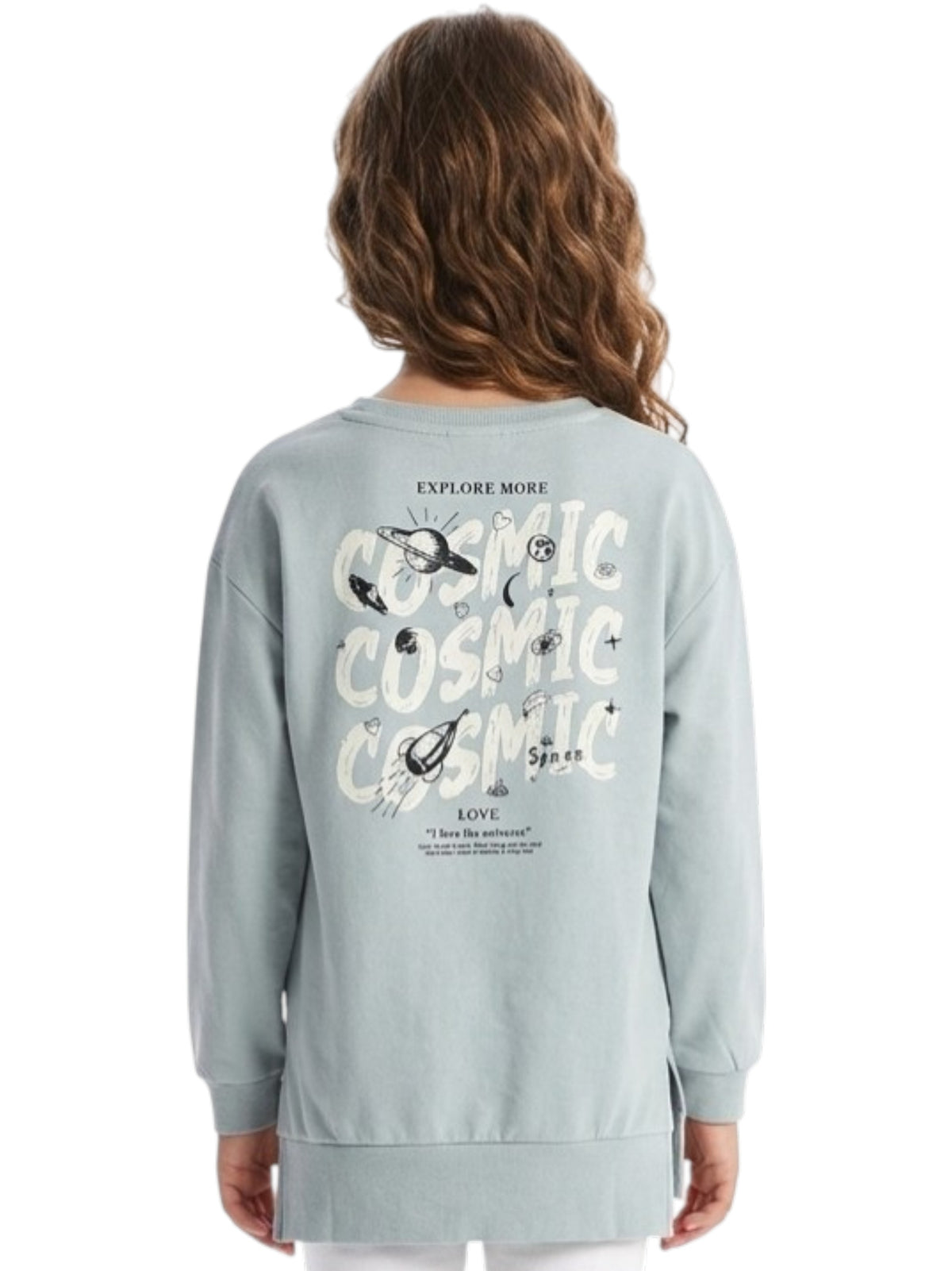 Kids Girl's Printed Sweater,Aqua
