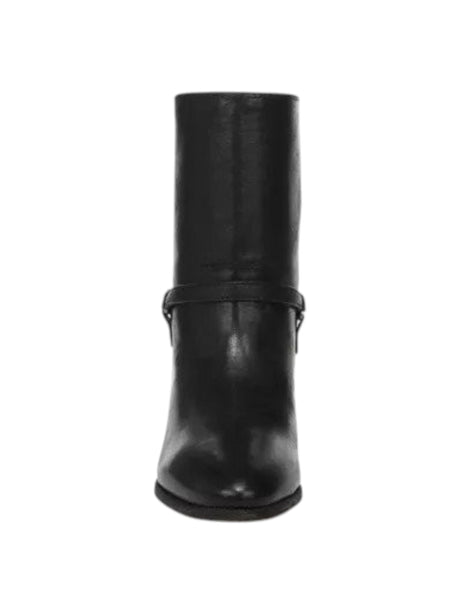 Women's Plain Leather Calf High Boots,Black