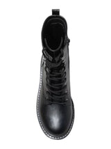 Women's Plain Leather Ankle Boots,Black